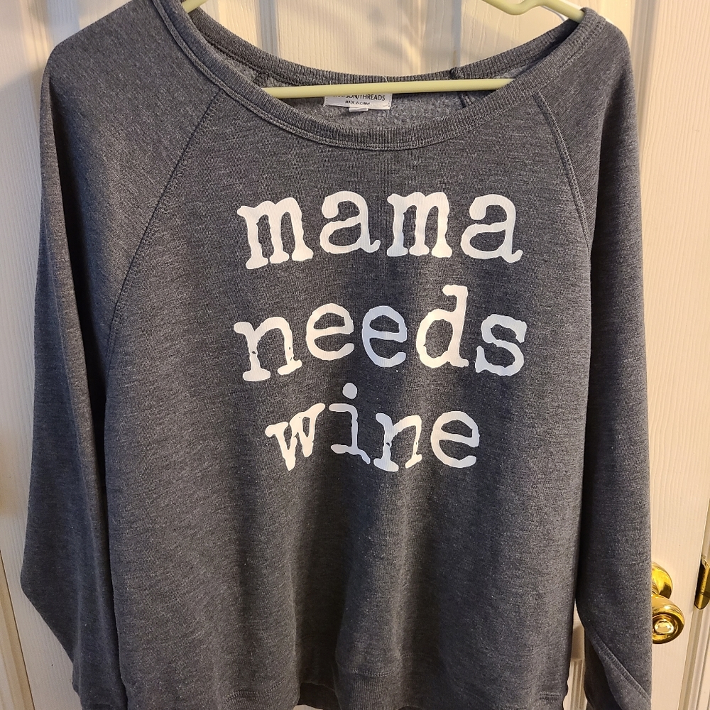 Grayson Threads Gray 'mama needs wine' Pullover Sweatshirt